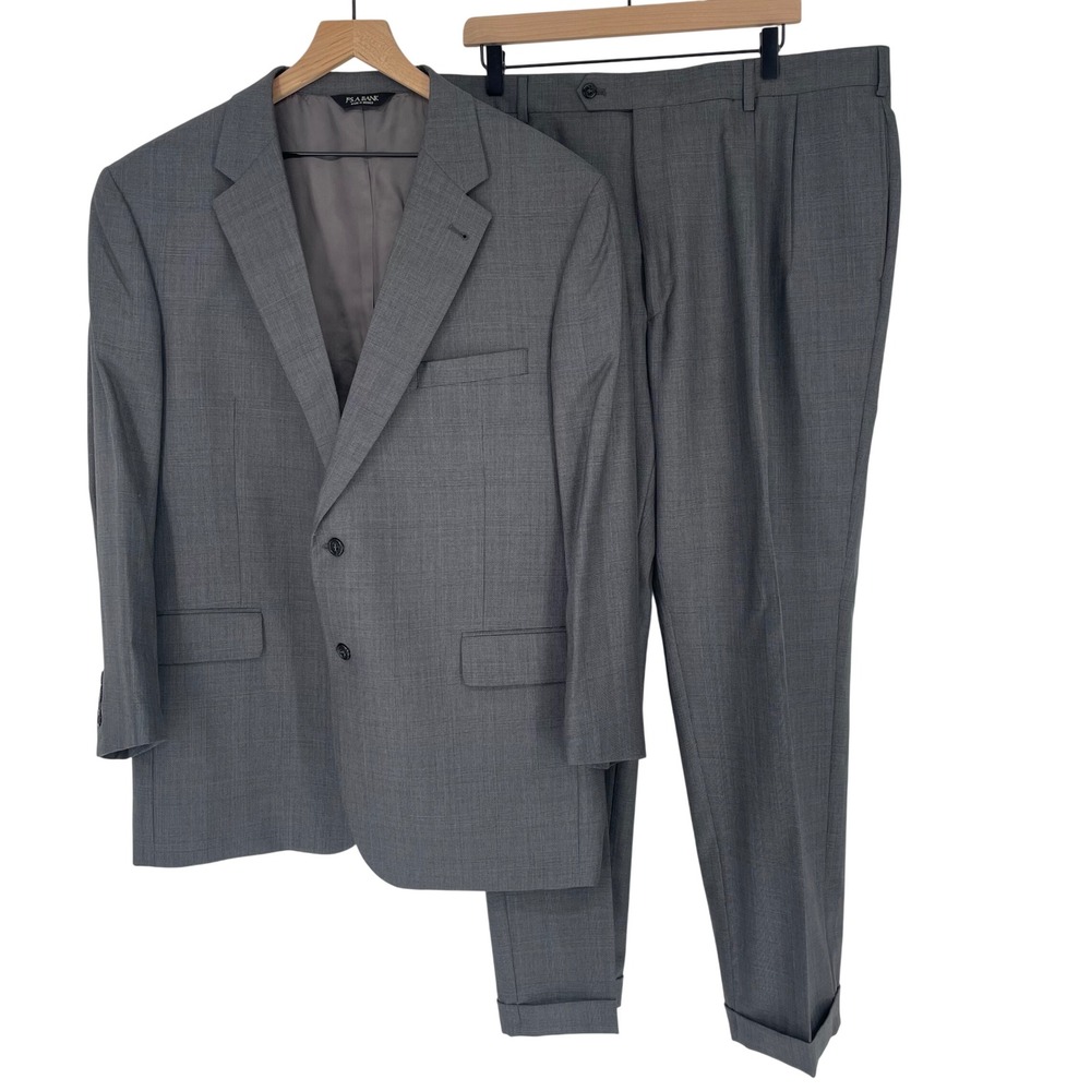 Jos. A. Bank Signature Collection Gray Glen Plaid Wool Silk Suit 46R Pants 41x30